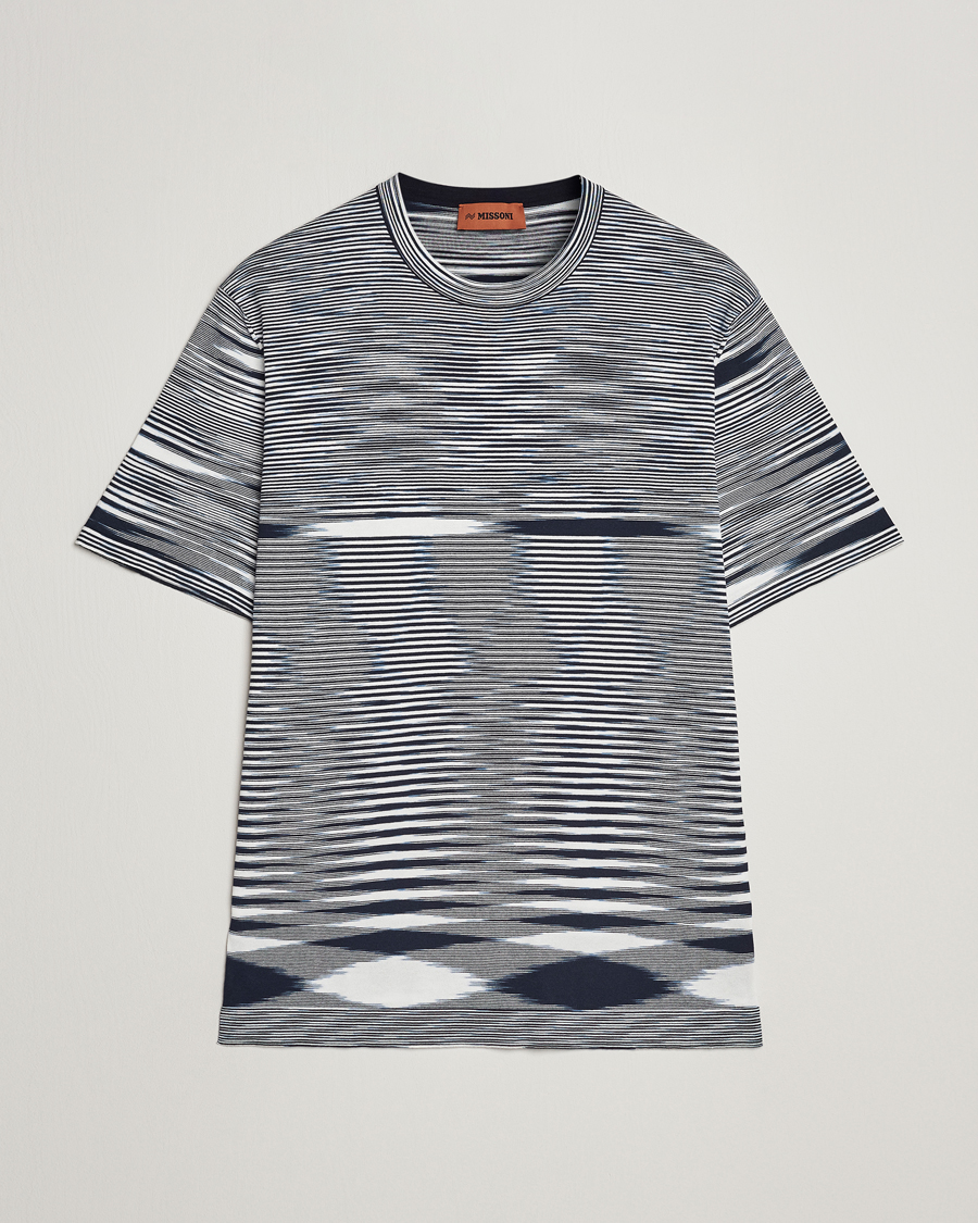 Herren | T-Shirts | Missoni | Space Dyed Knitted T-Shirt White/Navy
