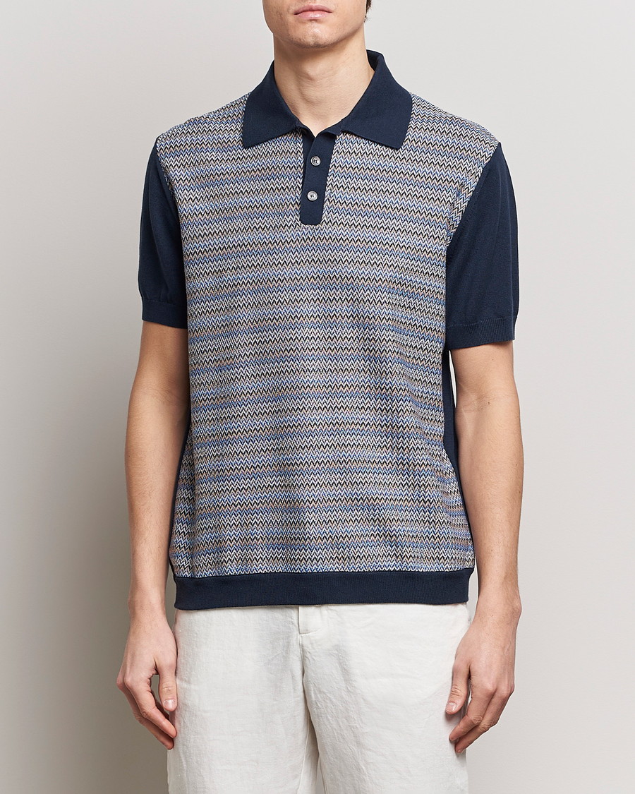 Herren | Poloshirt | Missoni | Cotton/Silk Resort Polo Navy