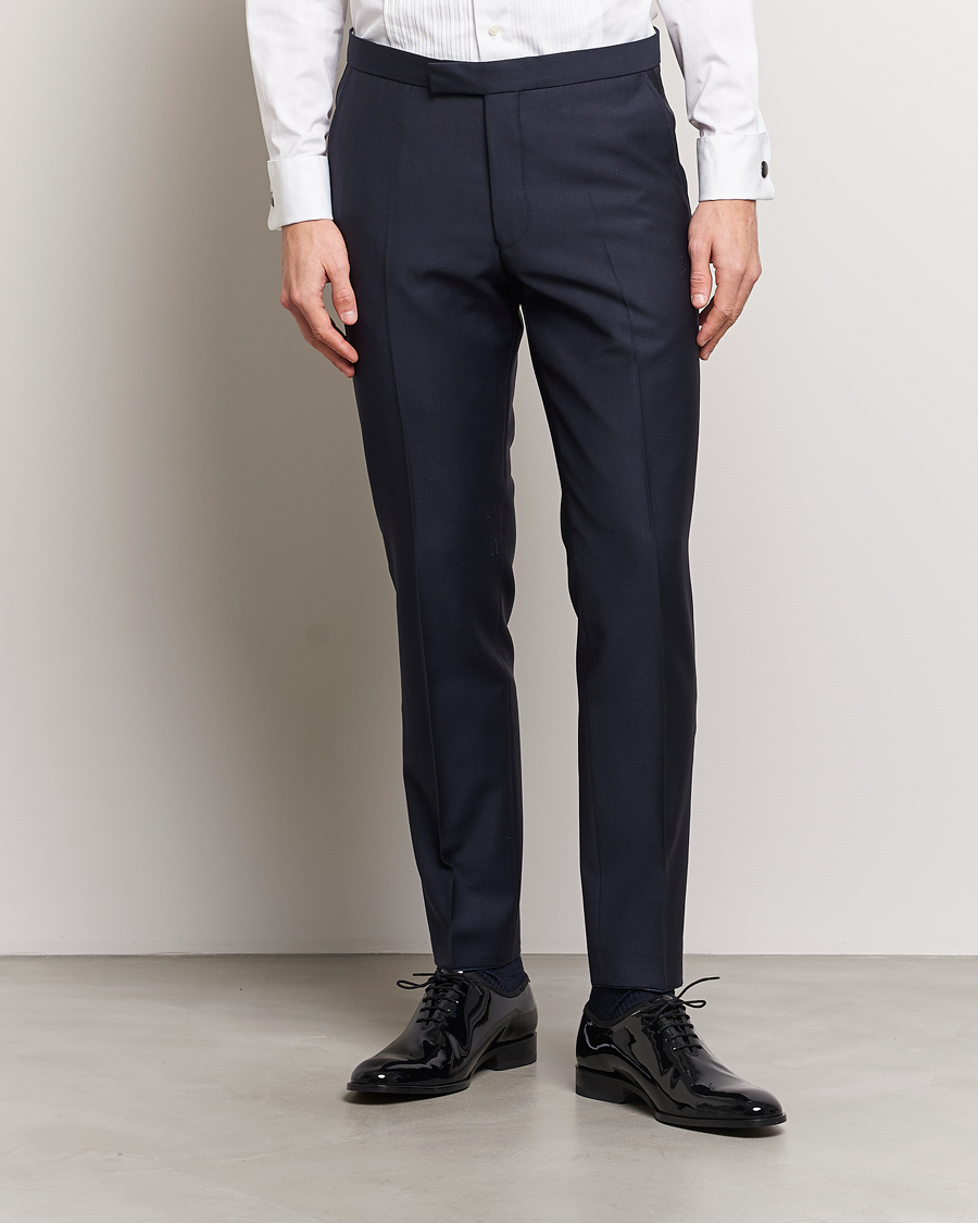 Herren | Hosen | Oscar Jacobson | Denz Wool Tuxedo Trousers Navy