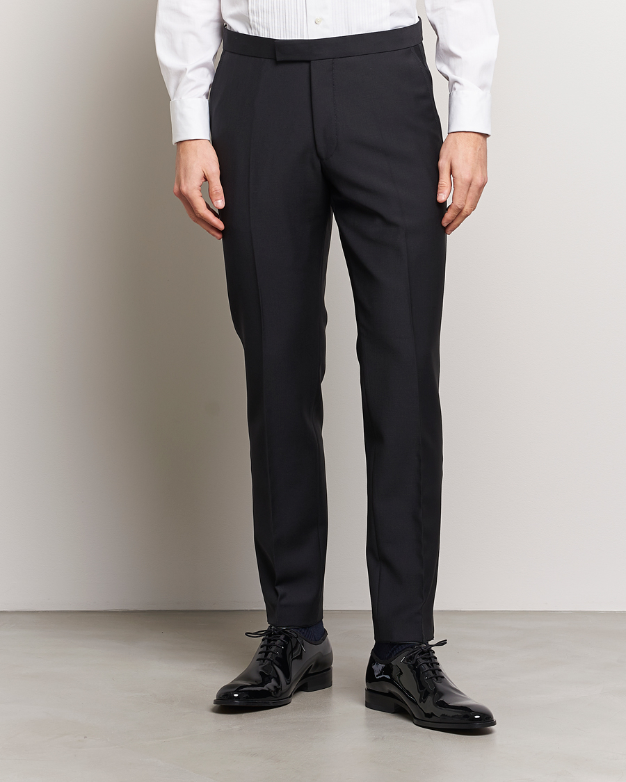 Herren | Business & Beyond | Oscar Jacobson | Denz Wool Tuxedo Trousers Black