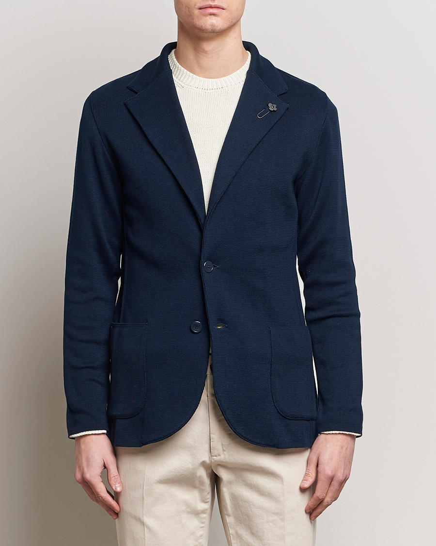 Herren |  | Lardini | Knitted Cotton Blazer Navy