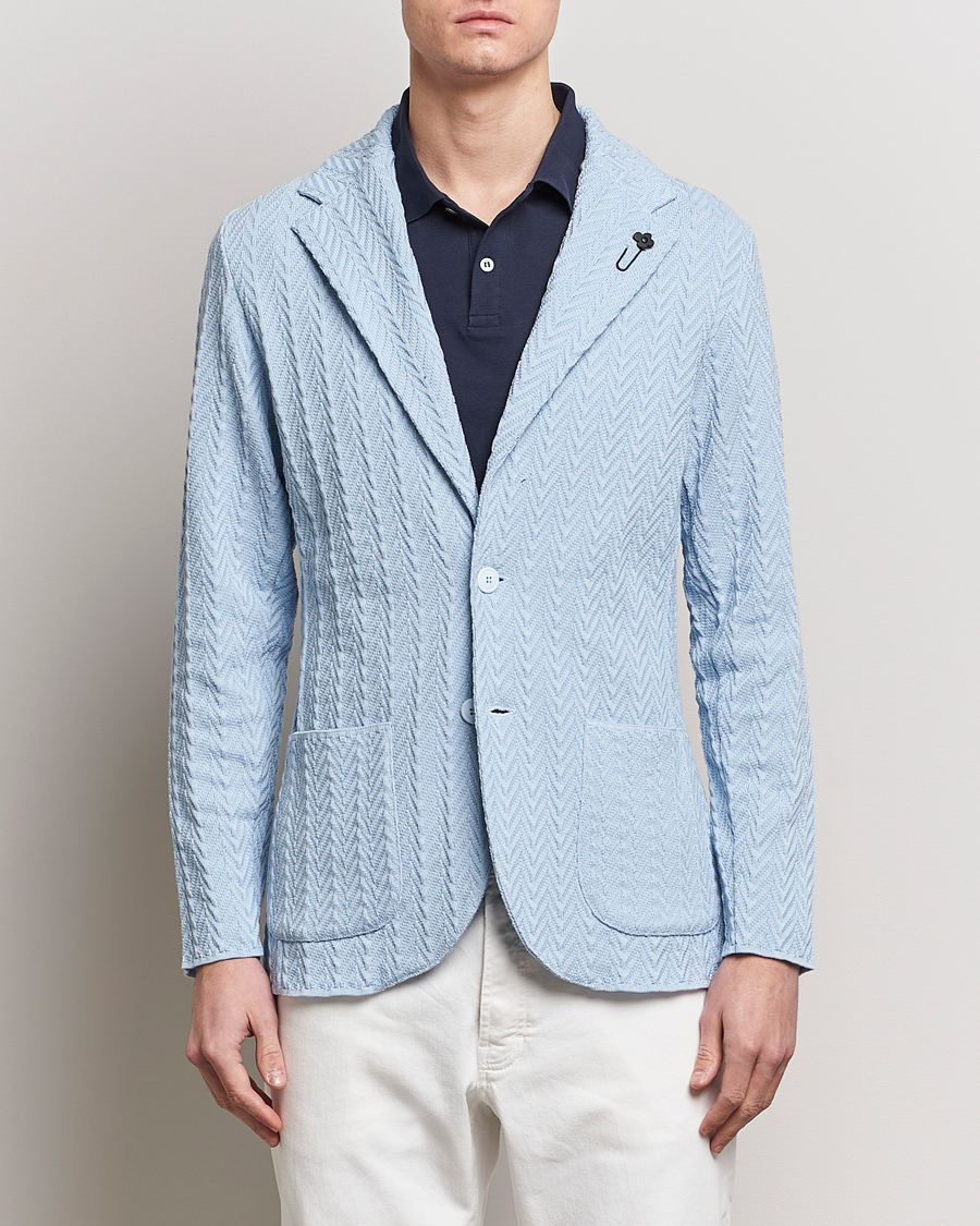 Herren | Sakkos | Lardini | Knitted Structure Cotton Blazer Light Blue