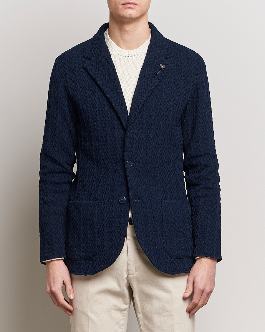 Herren | Kleidung | Lardini | Knitted Structure Cotton Blazer Navy