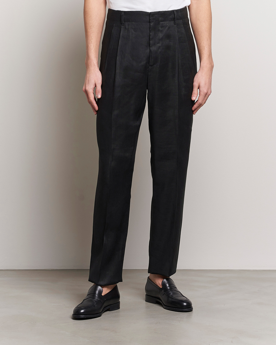 Herren | Italian Department | Lardini | Atos Pleated Linen Trousers Black