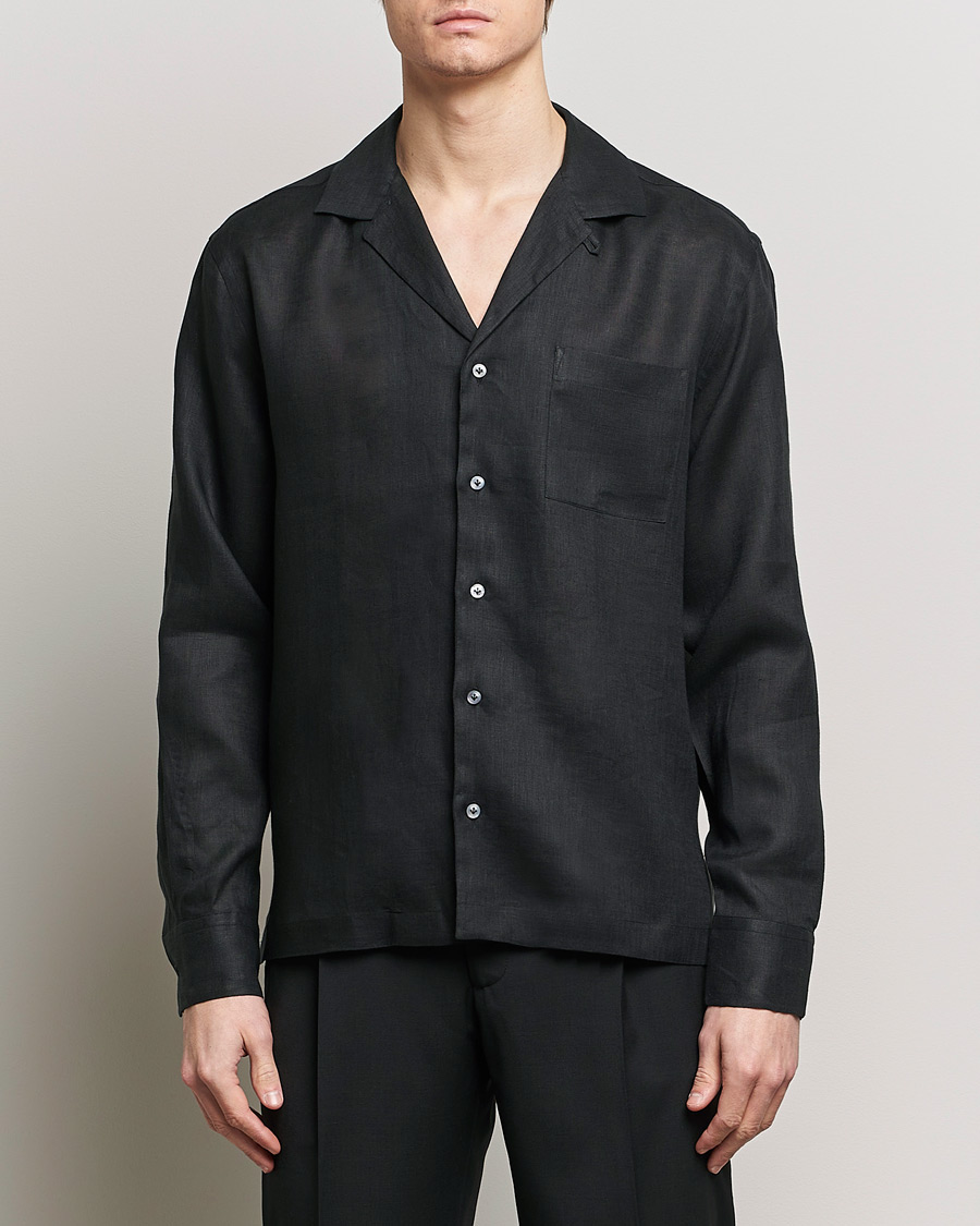 Herren | Freizeithemden | Lardini | Klop Linen Shirt Black