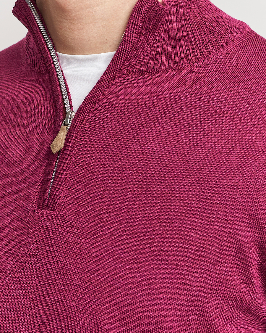 Herren | Pullover | Stenströms | Merino Wool Half Zip Wine