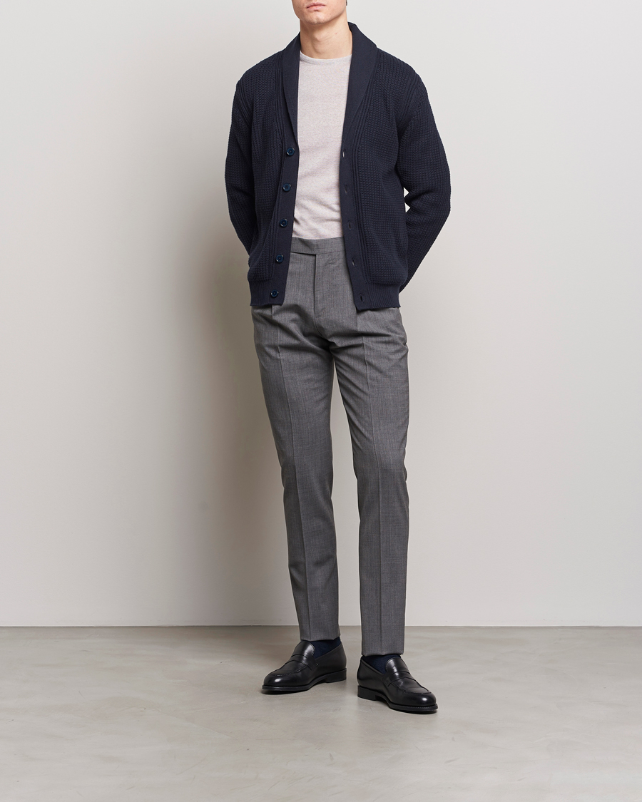Herren | Pullover | Stenströms | Cotton/Cashmere Shawl Cardigan Navy