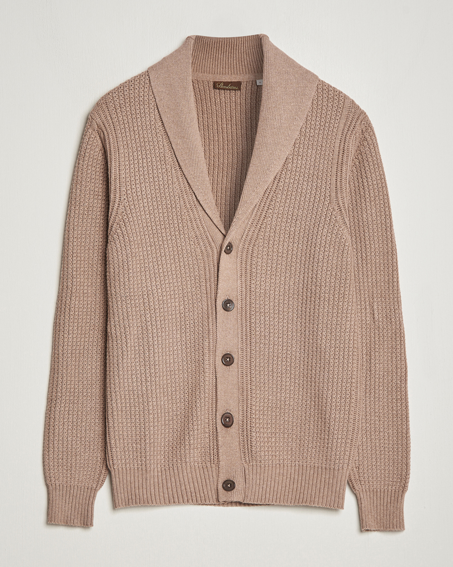 Herren | Pullover | Stenströms | Cotton/Cashmere Shawl Cardigan Brown