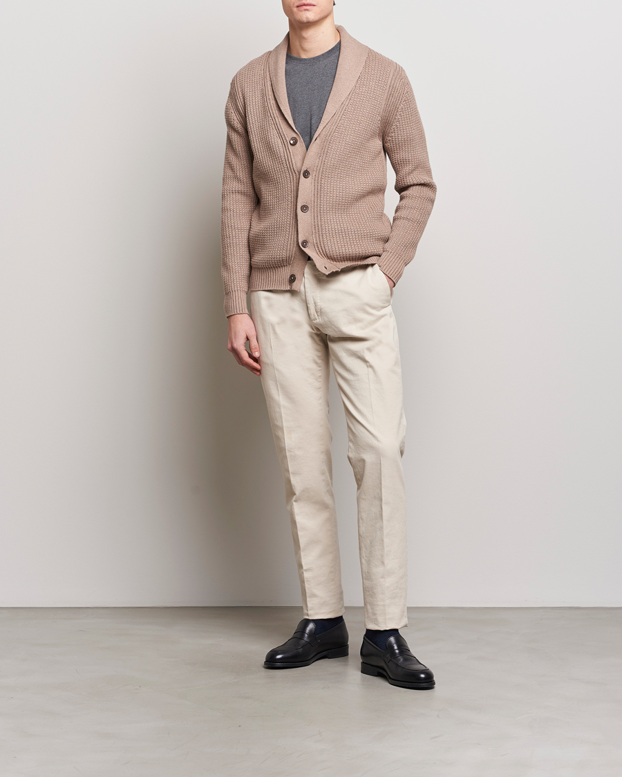 Herren | Pullover | Stenströms | Cotton/Cashmere Shawl Cardigan Brown