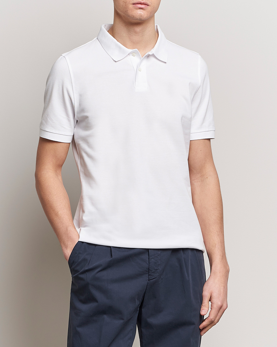 Herren | Poloshirt | Stenströms | Organic Cotton Piquet Polo Shirt White