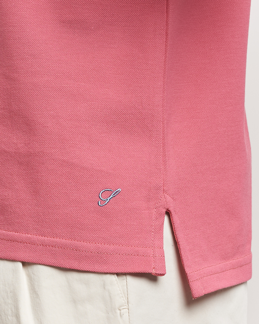 Herren | Poloshirts | Stenströms | Organic Cotton Piquet Polo Shirt Rasperry