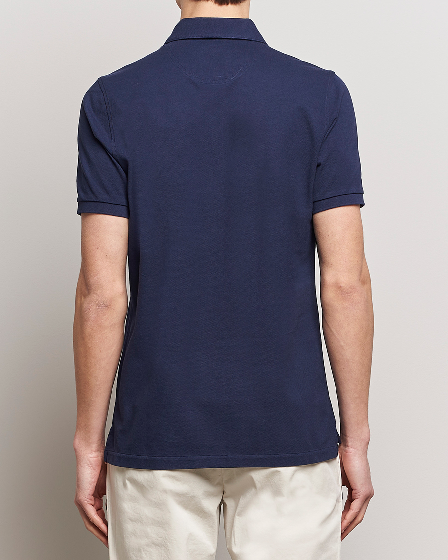 Herren | Poloshirts | Stenströms | Cotton Pique Contrast Polo Shirt Navy