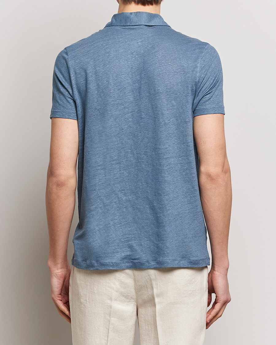 Herren | Poloshirts | Stenströms | Linen Polo Shirt Steel Blue