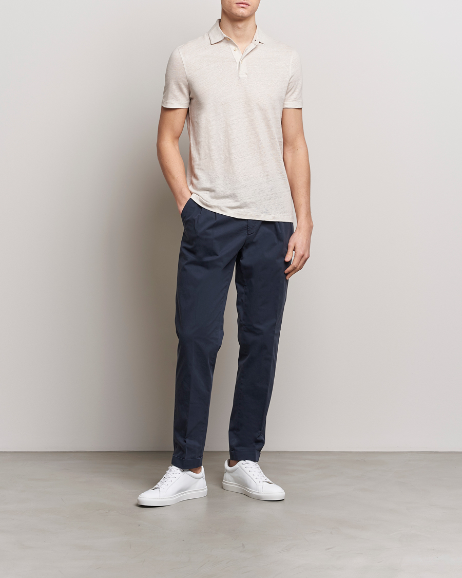 Herren | Poloshirts | Stenströms | Linen Polo Shirt Beige