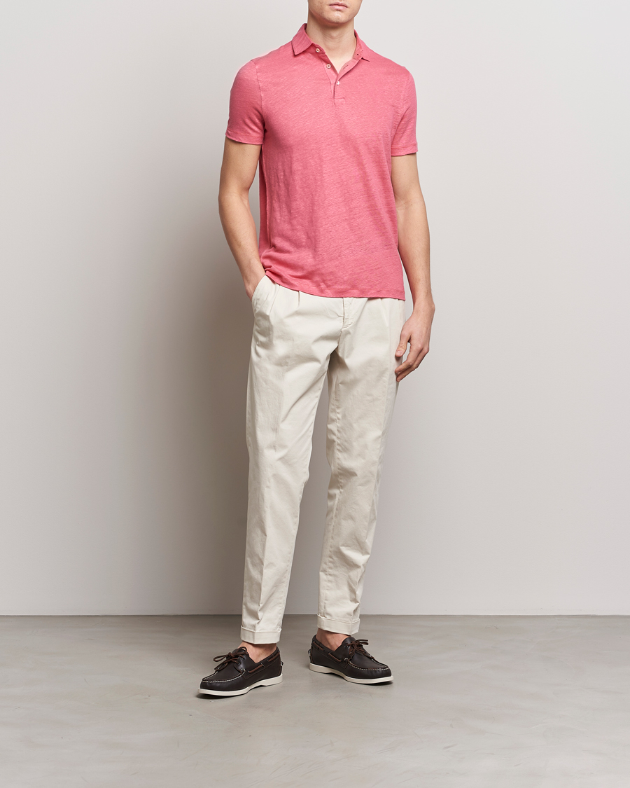 Herren | Poloshirts | Stenströms | Linen Polo Shirt Rasperry