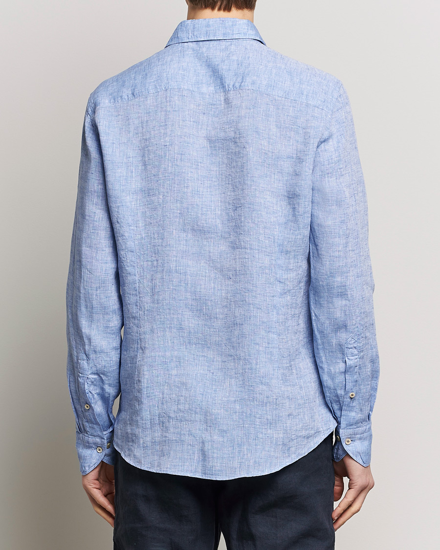 Herren | Hemden | Stenströms | Slimline Cut Away Linen Shirt Blue