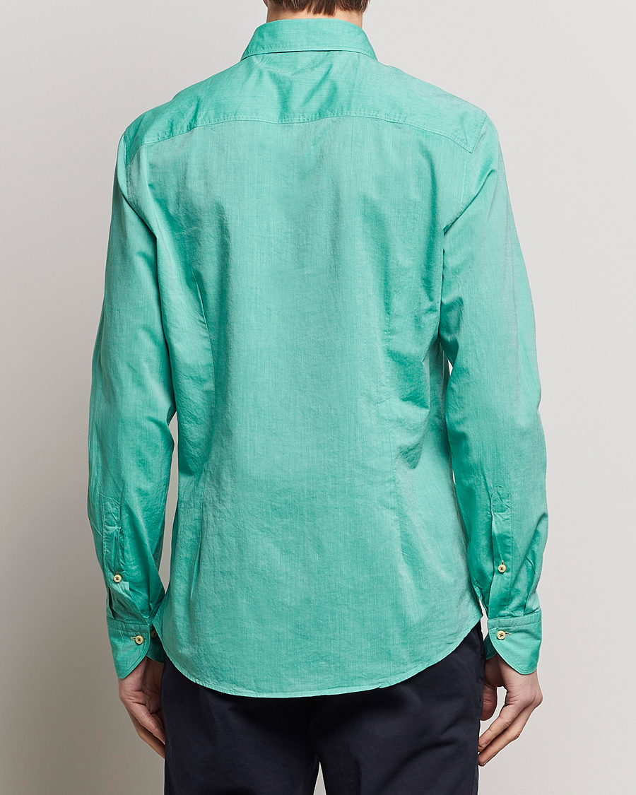 Herren | Hemden | Stenströms | Slimline Washed Summer Poplin Shirt Green