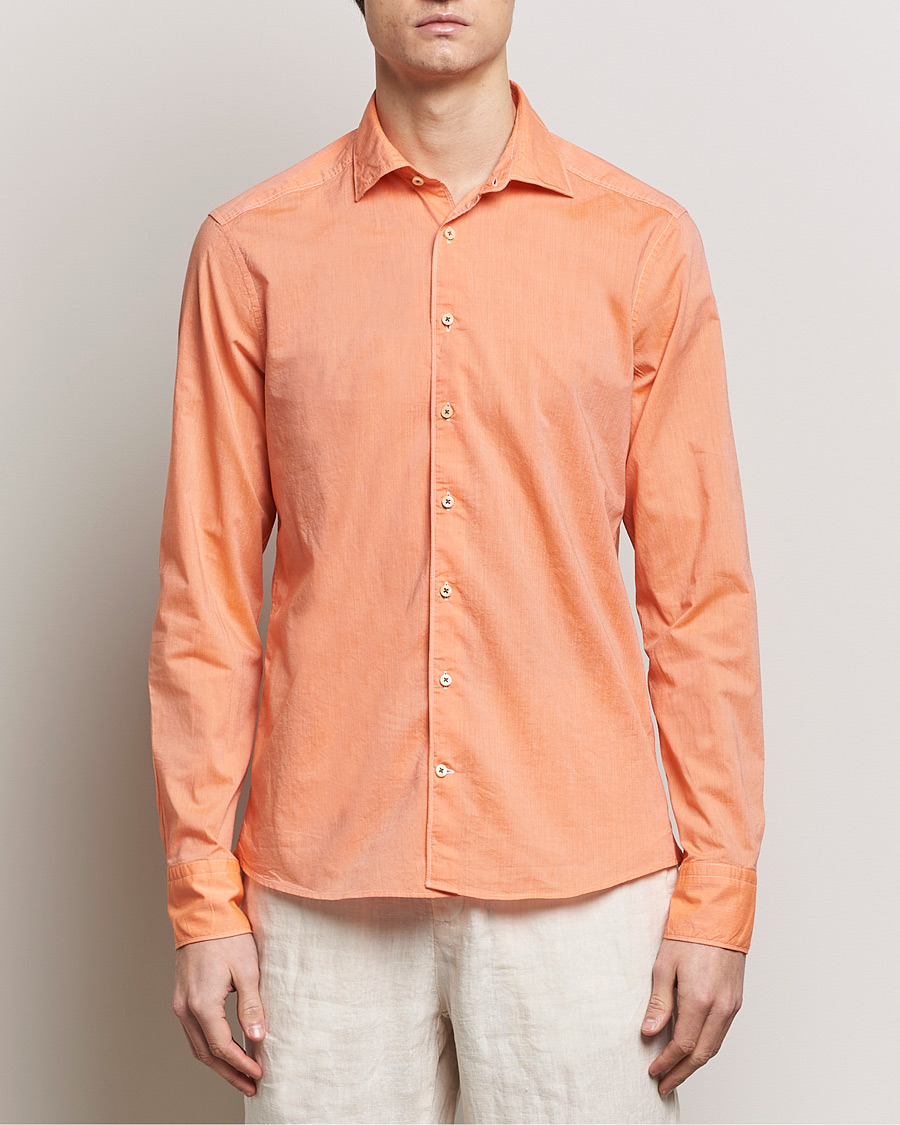 Herren | Hemden | Stenströms | Slimline Washed Summer Poplin Shirt Orange