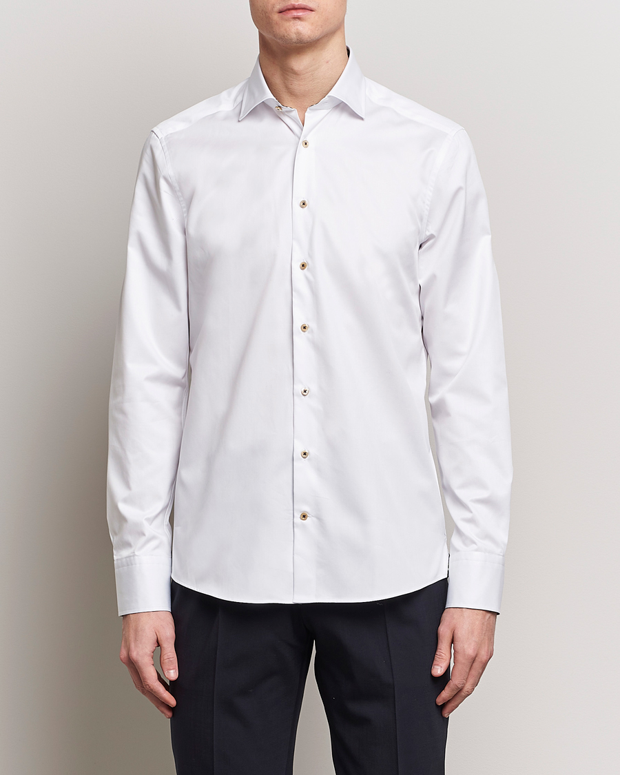 Herren | Hemden | Stenströms | Slimline Cut Away Circle Contrast Shirt White