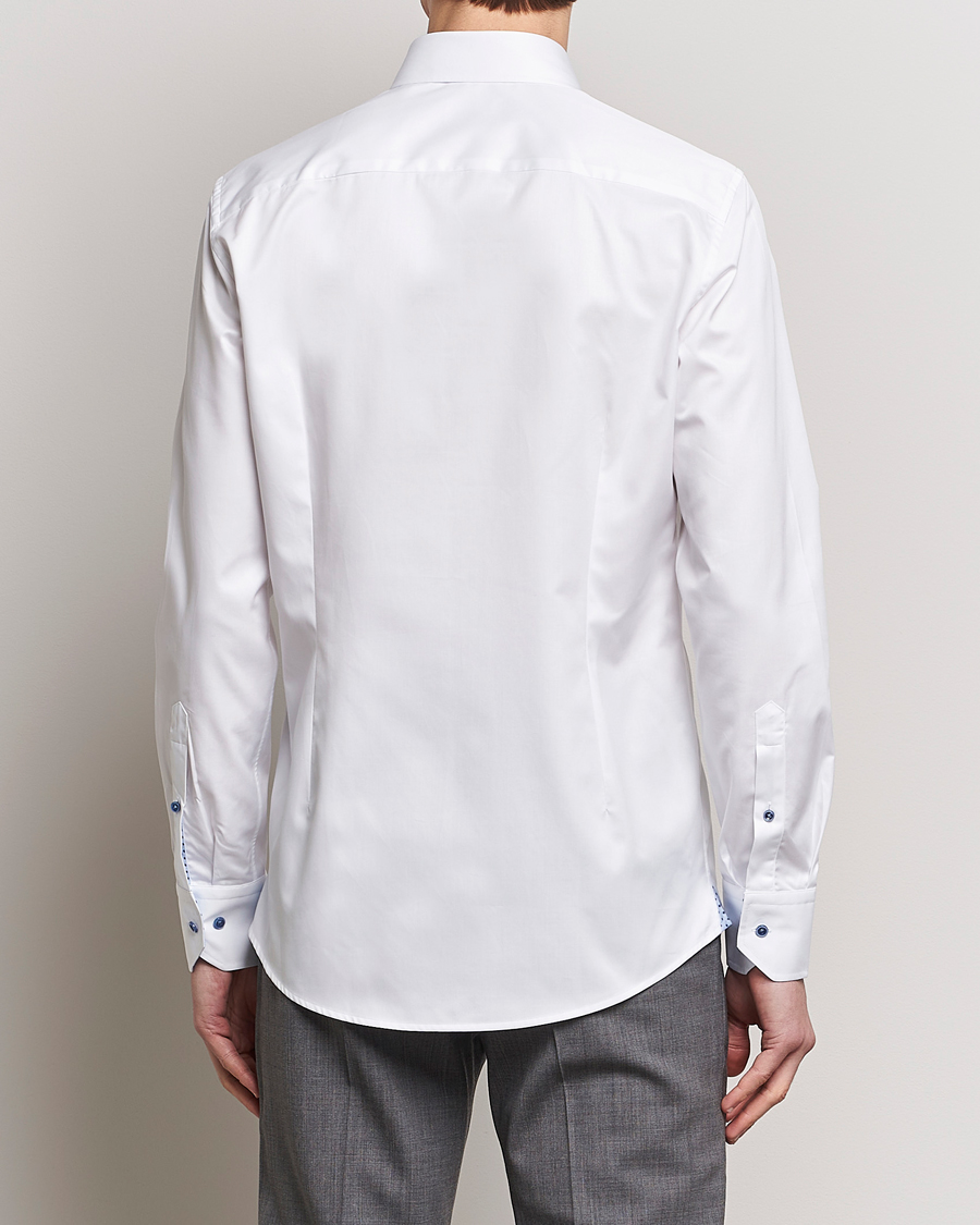 Herren | Hemden | Stenströms | Slimline Cut Away Print Contrast Shirt White