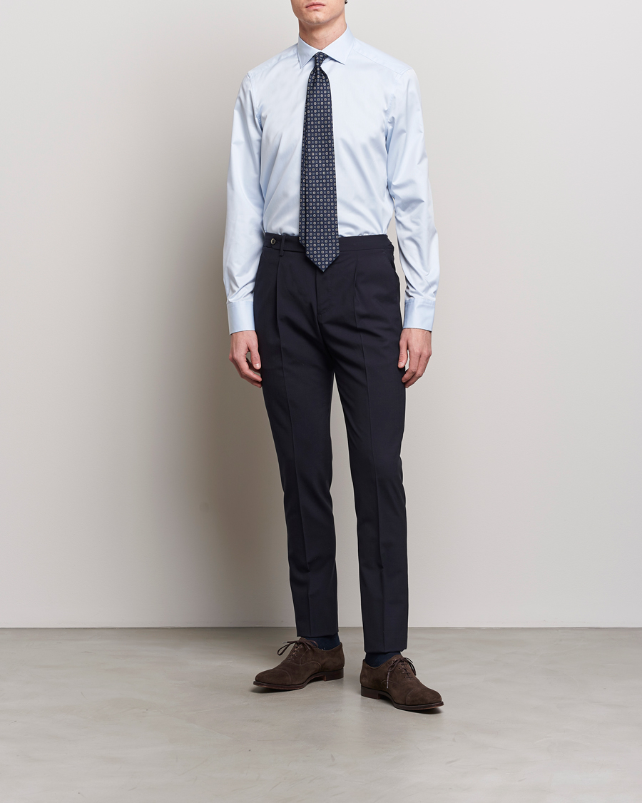 Herren | Hemden | Stenströms | Slimline Cut Away Flower Contrast Shirt Light Blue