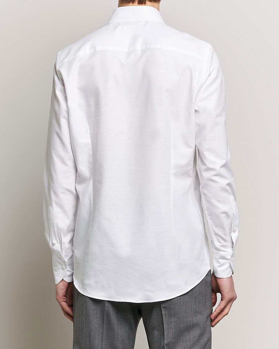 Herren | Hemden | Stenströms | Slimline Cotton/Linen Cut Away Shirt White