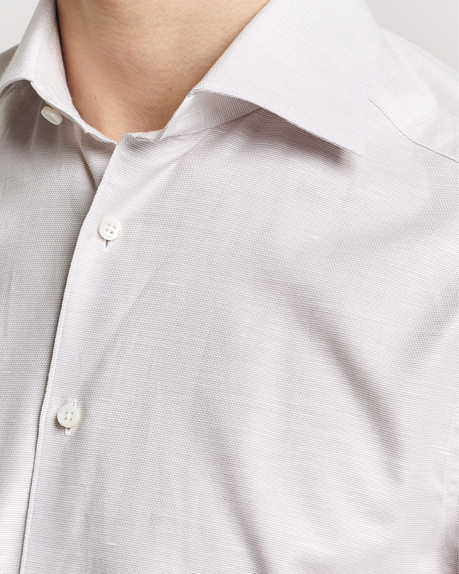 Herren | Hemden | Stenströms | Slimline Cotton/Linen Cut Away Shirt Light Brown