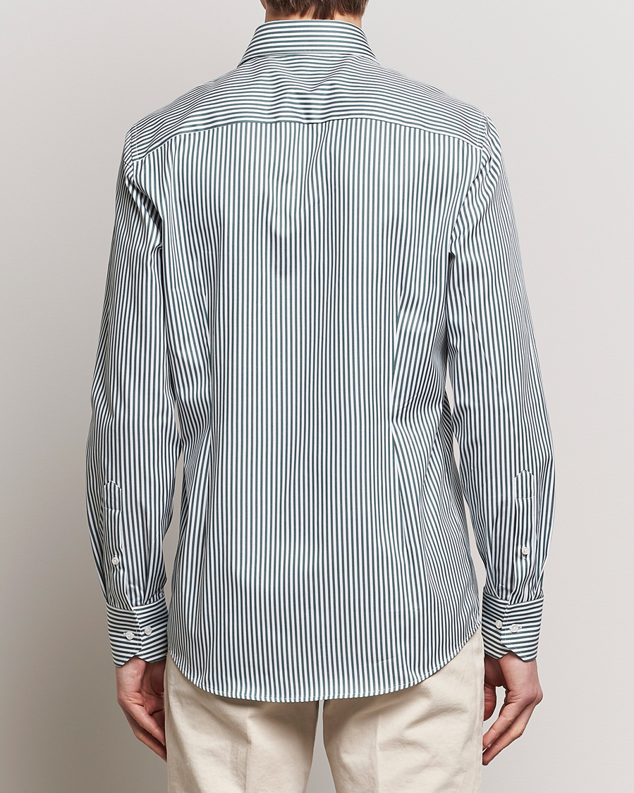 Herren | Hemden | Stenströms | Slimline Cut Away Striped Shirt Green