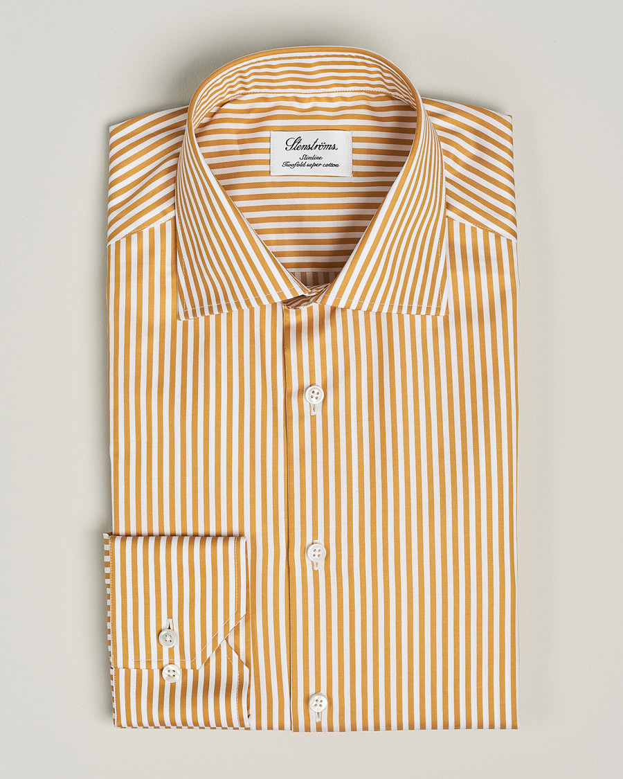 Herren | Hemden | Stenströms | Slimline Cut Away Striped Shirt Yellow