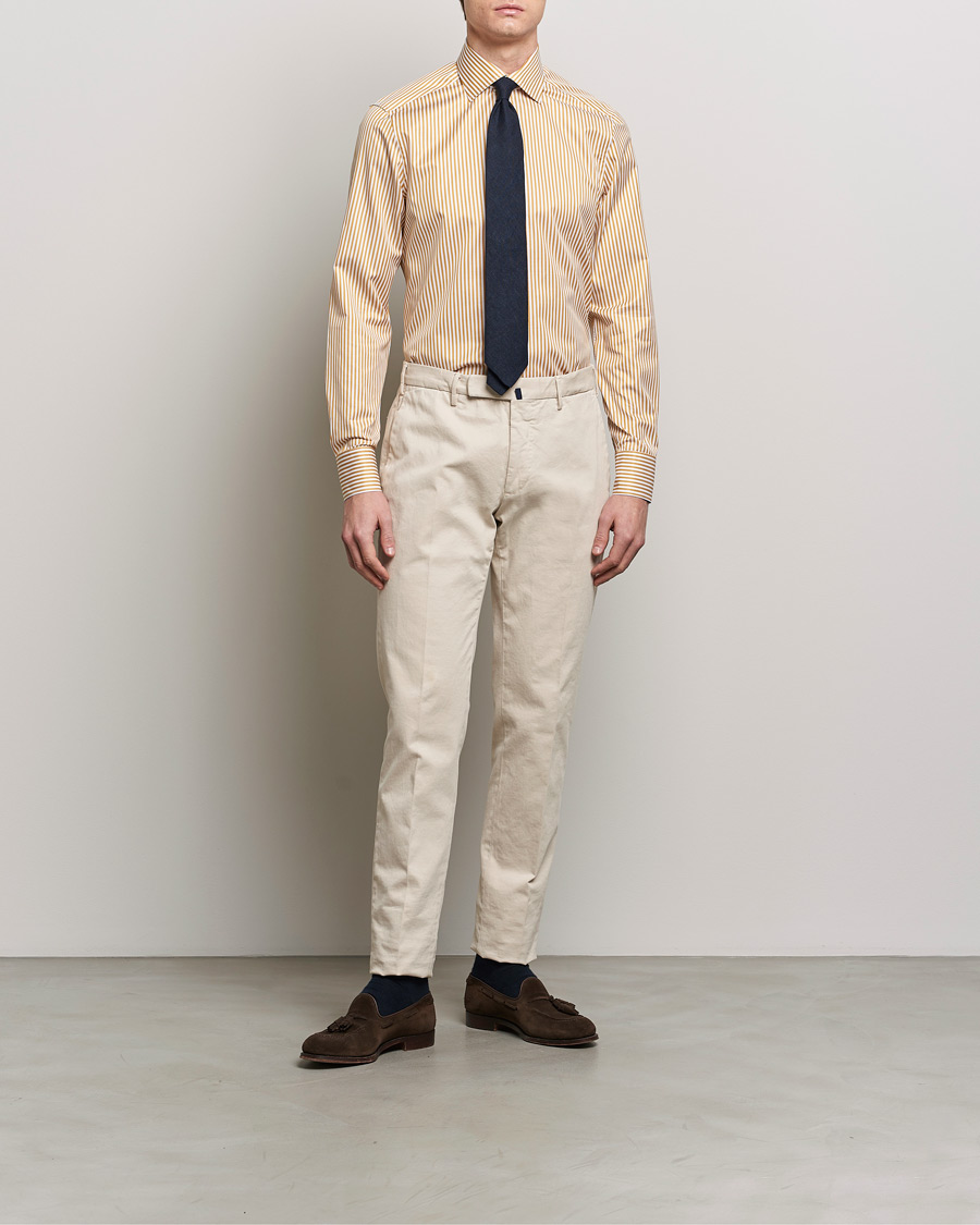 Herren | Hemden | Stenströms | Slimline Cut Away Striped Shirt Yellow