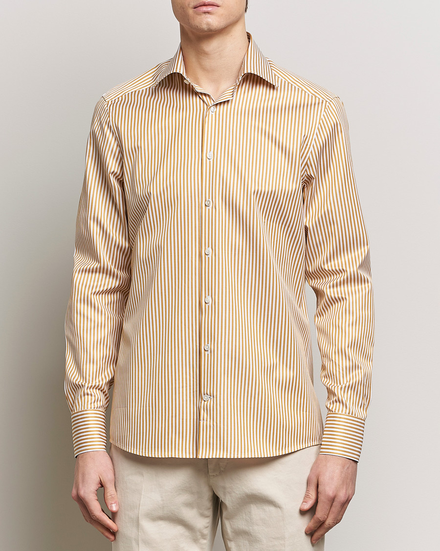 Herren | Hemden | Stenströms | Slimline Cut Away Striped Shirt Yellow