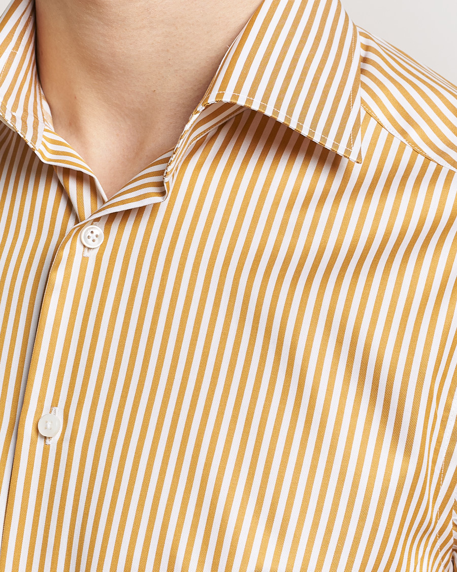 Herren | Hemden | Stenströms | Slimline Cut Away Striped Shirt Yellow