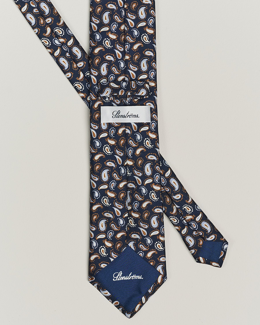 Herren | Stenströms Paisley Silk Tie Navy | Stenströms | Paisley Silk Tie Navy