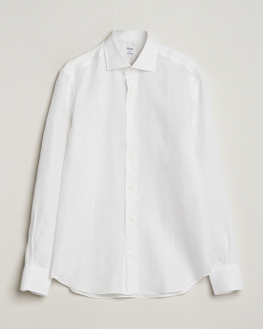 Herren | Hemden | Mazzarelli | Soft Linen Cut Away Shirt White