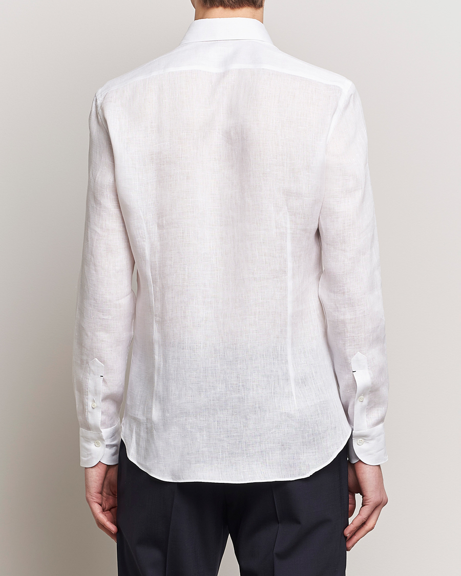 Herren | Hemden | Mazzarelli | Soft Linen Cut Away Shirt White