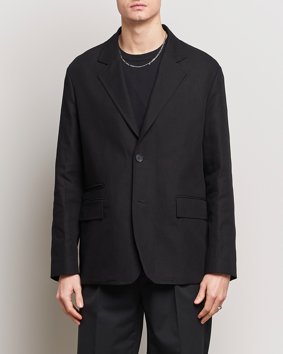 Herren | Kleidung | Lanvin | Deconstructed Cotton/Linen Blazer Black