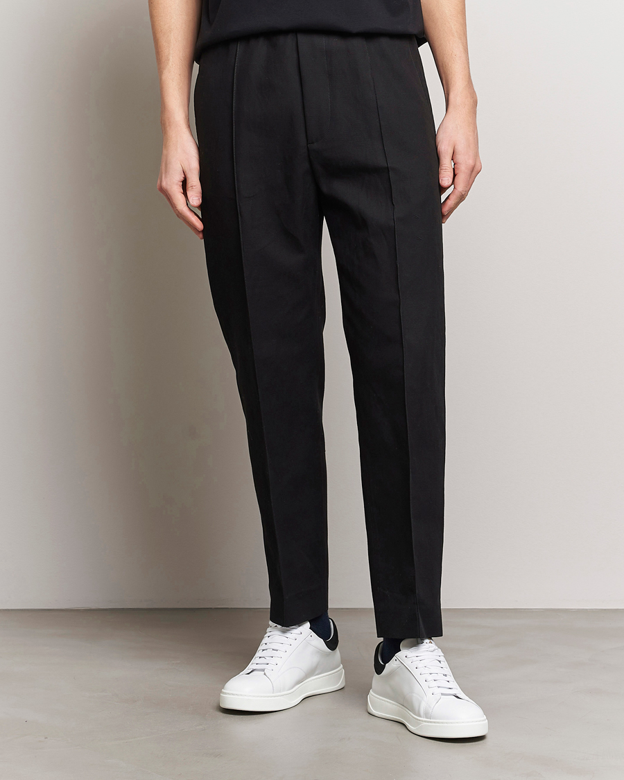 Men | Lanvin | Lanvin | Cotton/Linen Drawstring Trousers Black