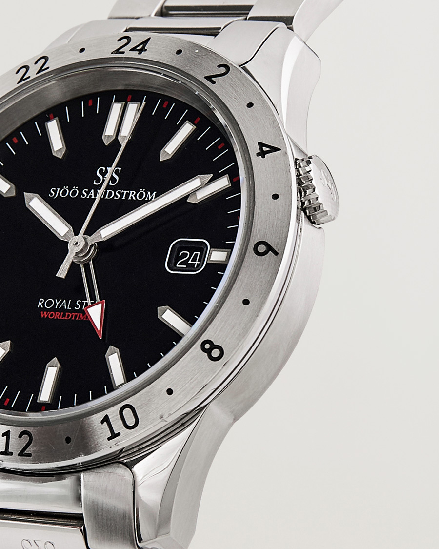 Herren | Sjöö Sandström Pre-Owned Royal Steel Worldstimer 41mm SS-1841-WT Silver | Sjöö Sandström Pre-Owned | Royal Steel Worldstimer 41mm SS-1841-WT Silver