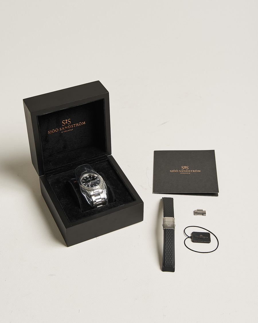 Herren | Sjöö Sandström Pre-Owned Royal Steel Worldstimer 41mm SS-1841-WT Silver | Sjöö Sandström Pre-Owned | Royal Steel Worldstimer 41mm SS-1841-WT Silver