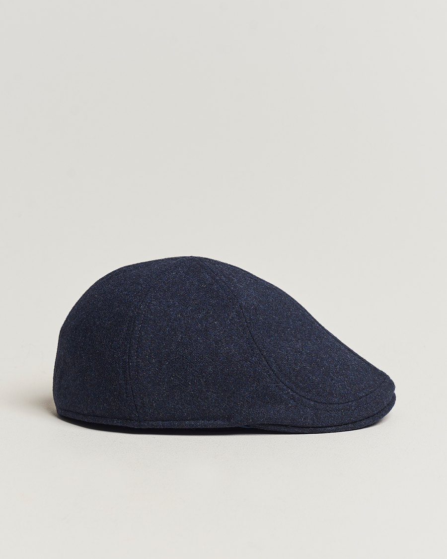 Herren | Hüte & Mützen | Wigéns | Pub Cap Melton Wool Blue Melange
