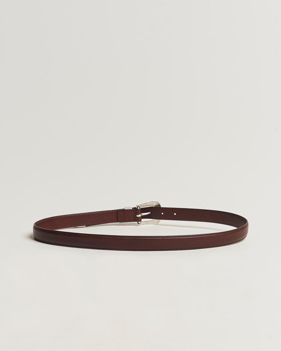 Herren | Accessoires | Anderson's | Grained Western Leather Belt 2,5 cm Dark Brown