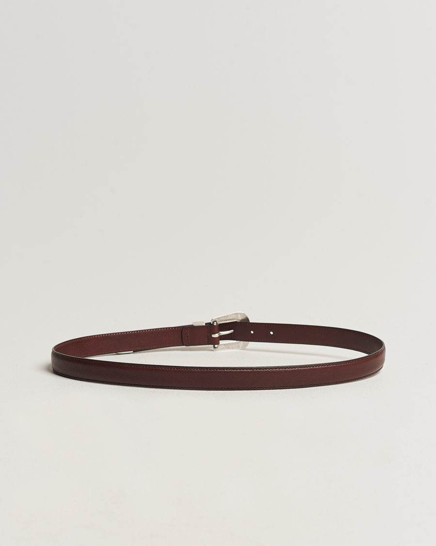 Herren | Anderson's Grained Western Leather Belt 2,5 cm Dark Brown | Anderson's | Grained Western Leather Belt 2,5 cm Dark Brown