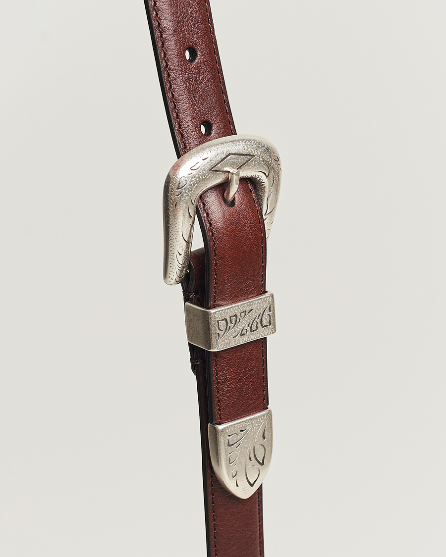 Herren | Anderson's Grained Western Leather Belt 2,5 cm Dark Brown | Anderson's | Grained Western Leather Belt 2,5 cm Dark Brown