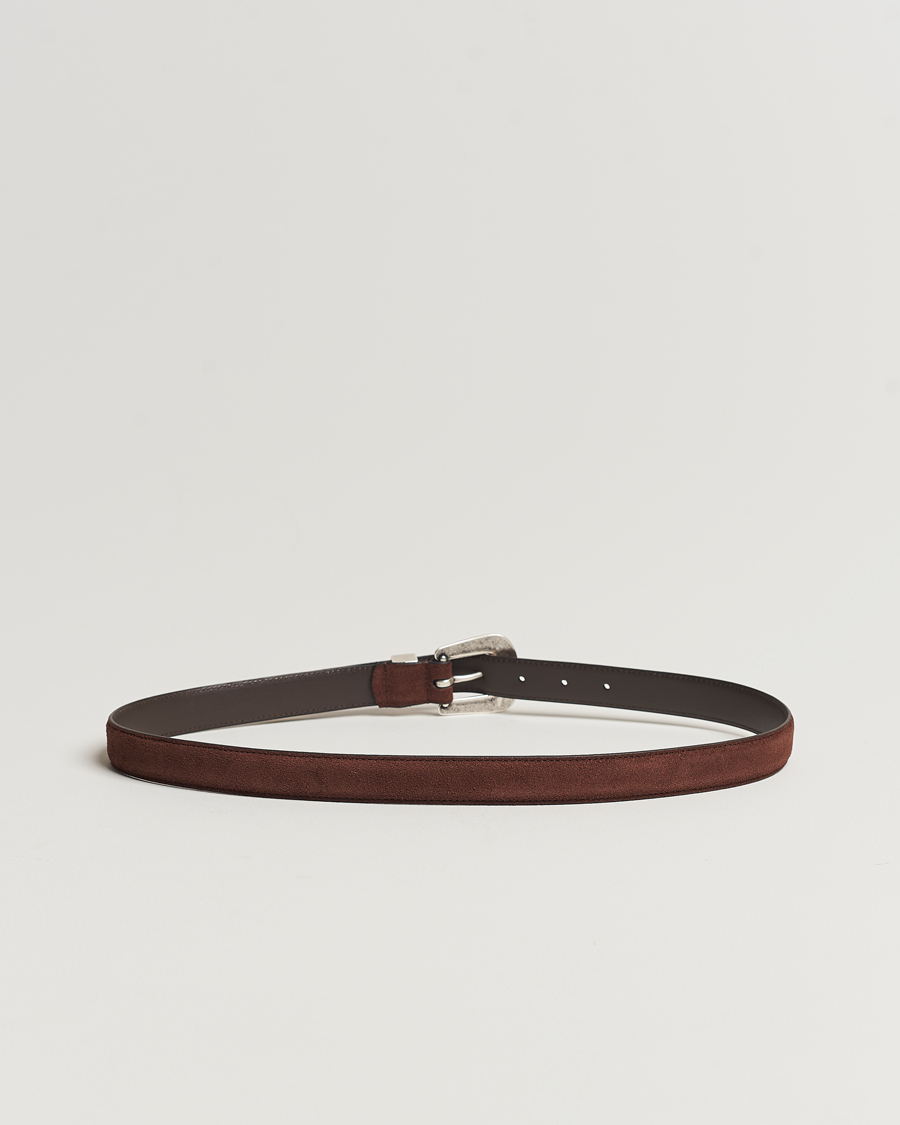 Men | Belts | Anderson\'s | Grained Western Suede Belt 2,5 cm Dark Brown
