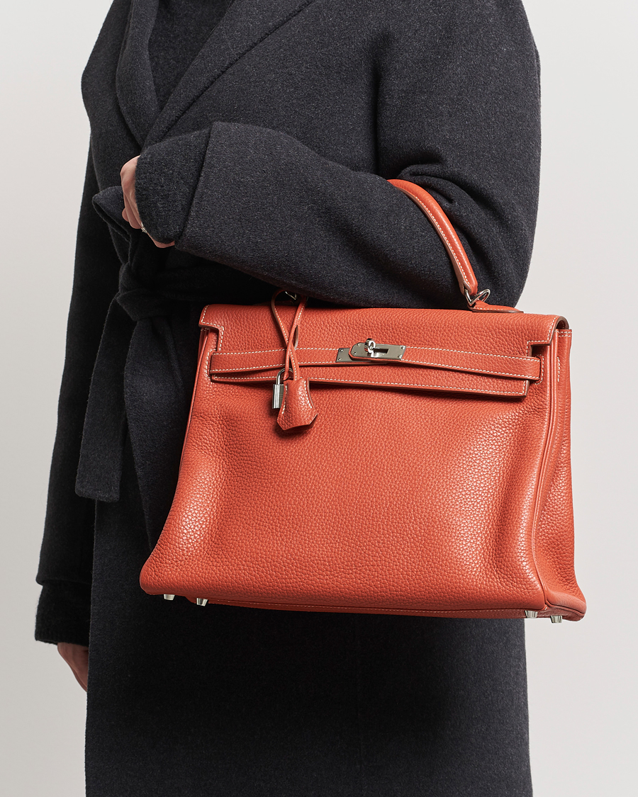 Herren | Special gifts | Hermès Pre-Owned | Kelly 35 Handbag Taurillion Clemence Orange 