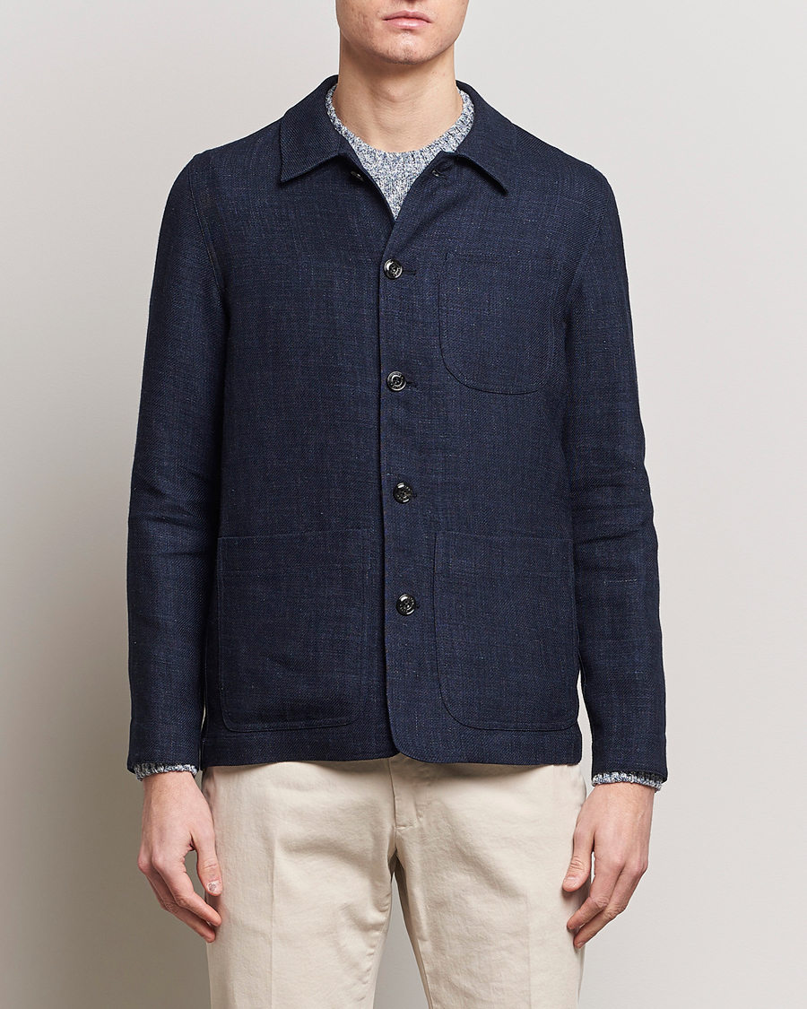 Herren | Sale | Altea | Wool/Linen Chore Jacket Navy