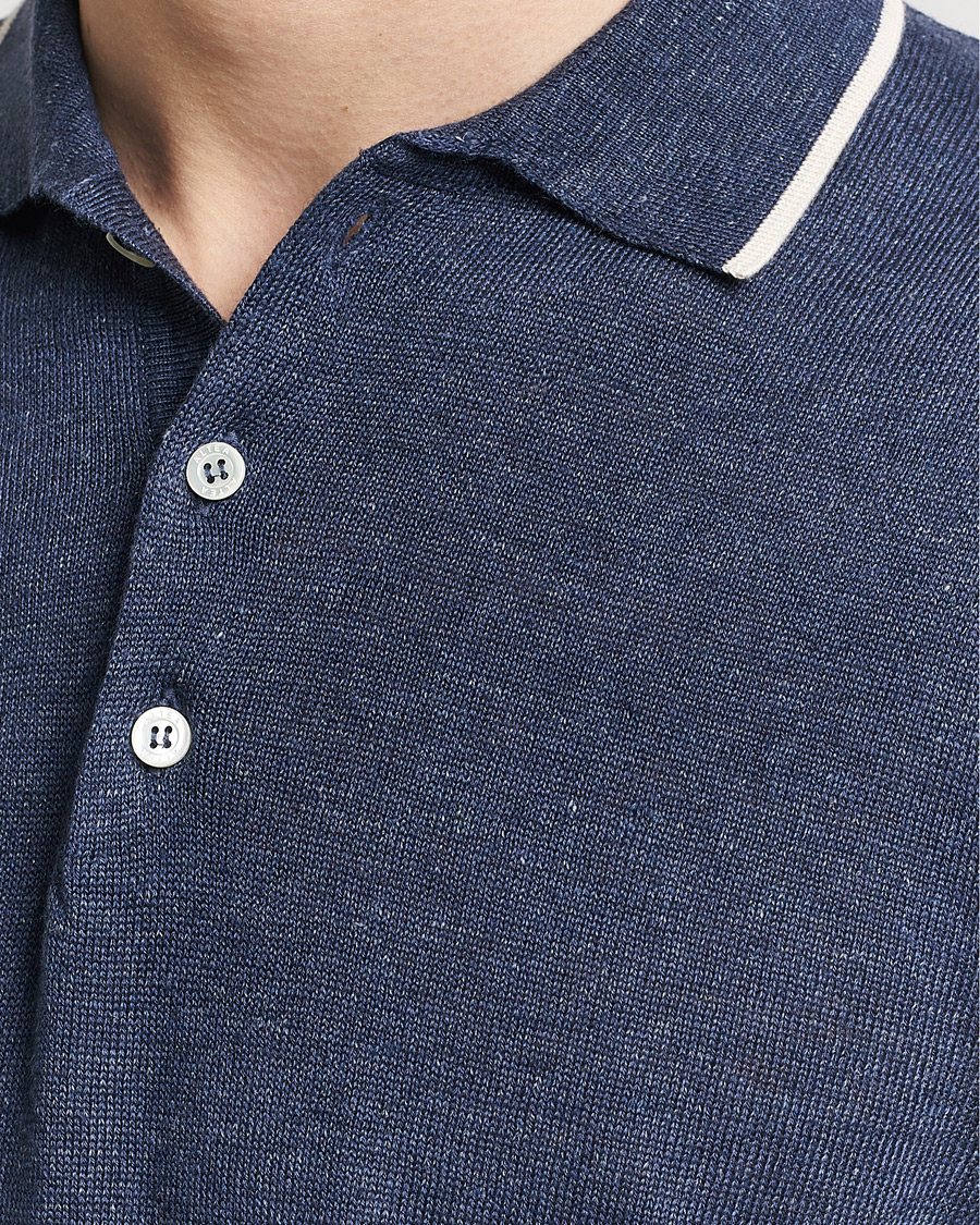 Herren | Poloshirts | Altea | Linen/Cashmere Contrast Polo Navy