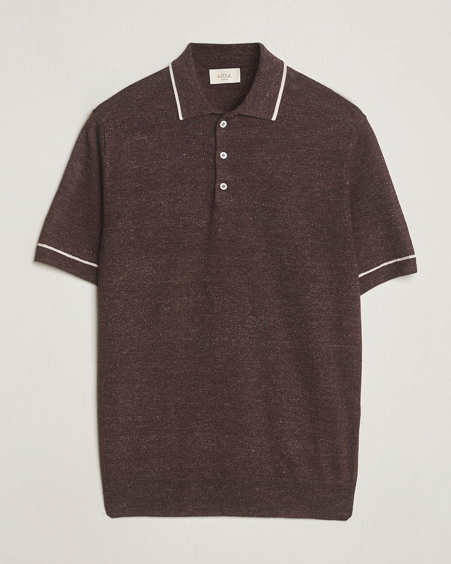 Herren | Poloshirts | Altea | Linen/Cashmere Contrast Polo Dark Brown