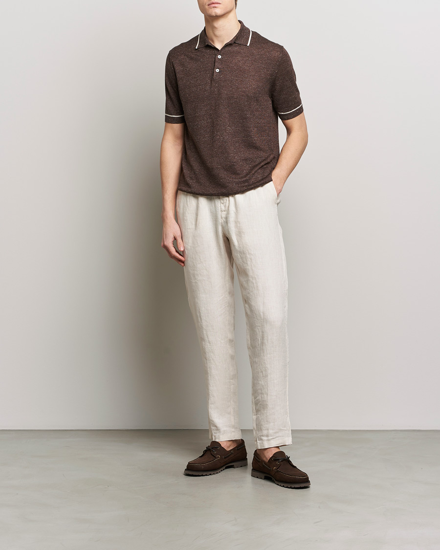 Herren | Poloshirts | Altea | Linen/Cashmere Contrast Polo Dark Brown