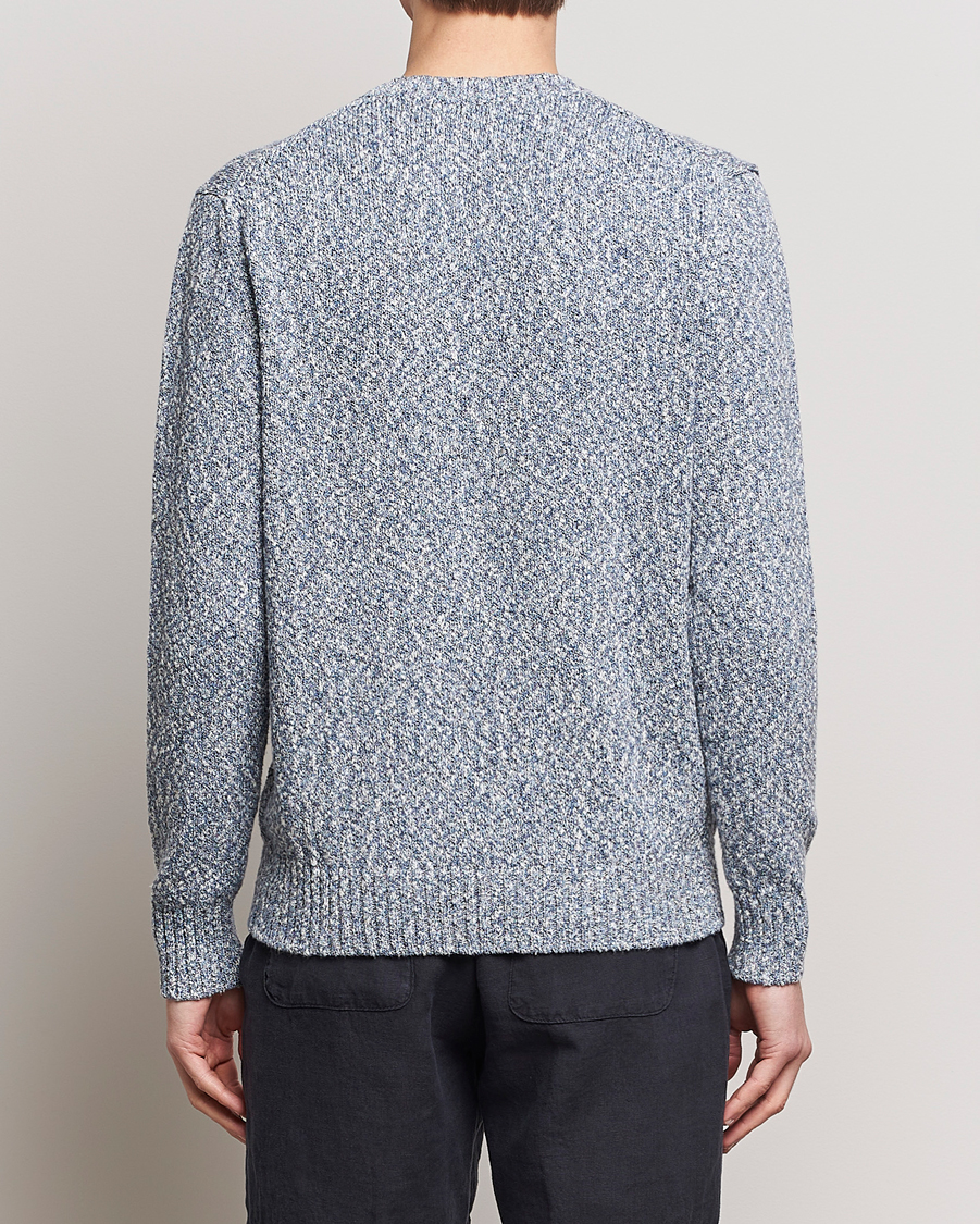 Herren | Pullover | Altea | Cotton Mouline Crew Neck Pullover Blue Melange